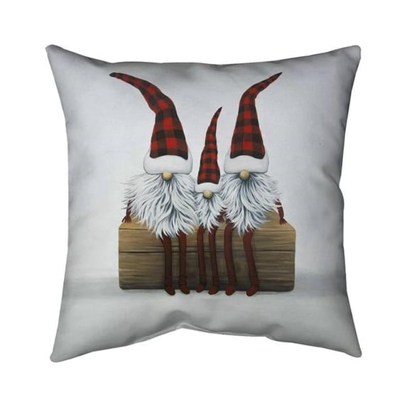 Begin Home Decor 5542-1616-HO19 16 x 16 in. Three Christmas Gnomes-Double Sided Print Outdoor Pillow Cover