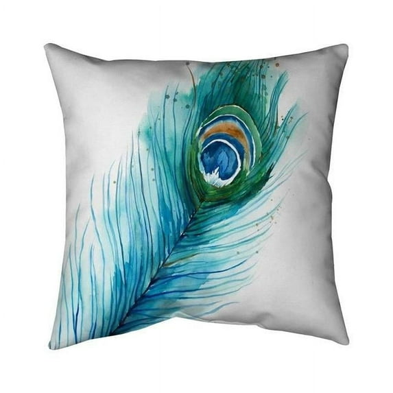 Begin Home Decor 5542-1818-AN357 18 x 18 in. Long Peacock Feather-Double Sided Print Outdoor Pillow Cover