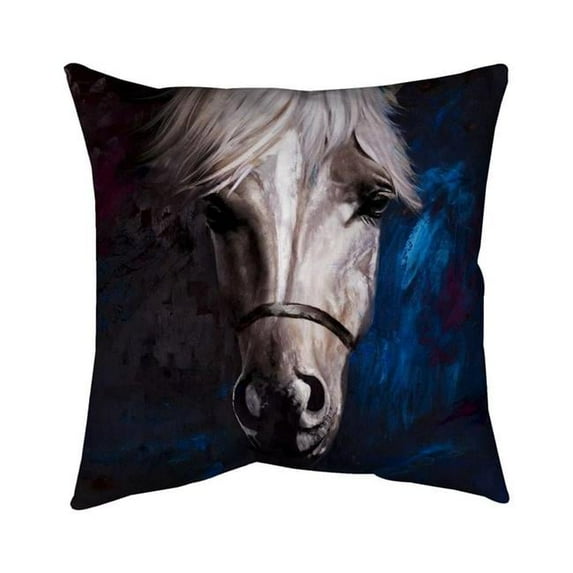 Begin Home Decor 5542-1818-AN79 18 x 18 in. White Horse on Blue Background-Double Sided Print Outdoor Pillow Cover