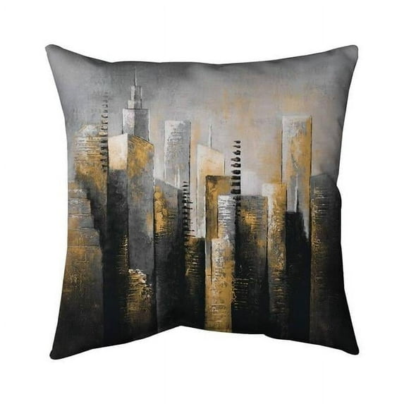 Begin Home Decor 5542-1818-CI275-1 18 x 18 in. Abstract Gold Skyscraper-Double Sided Print Outdoor Pillow Cover
