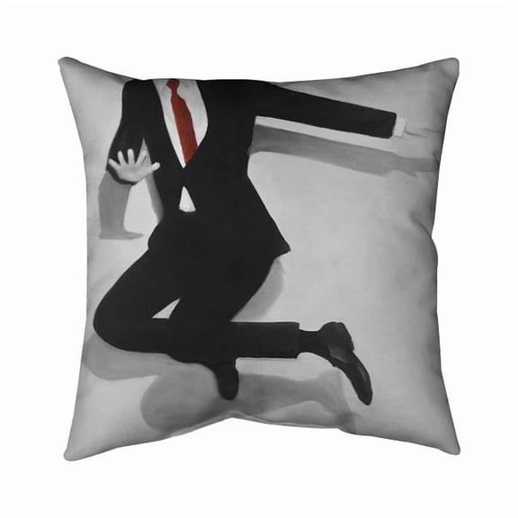 Begin Home Decor 5542-1818-FA9 18 x 18 in. Classical Jumping Man - Gray Figurative Outdoor Throw Pillow