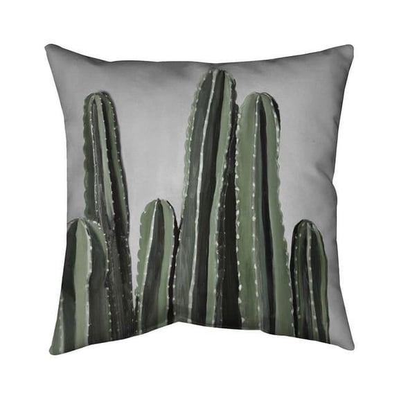 Begin Home Decor 5542-1818-FL277-1 18 x 18 in. Desert Candle Cactus - American Green Outdoor Throw Pillow