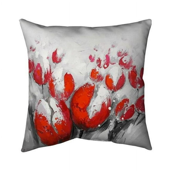 Begin Home Decor 5542-1818-FL64 18 x 18 in. Red Tulips-Double Sided Print Outdoor Pillow Cover