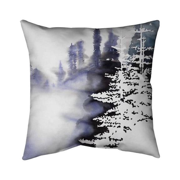 Begin Home Decor 5542-1818-LA147 18 x 18 in. Silhouette of a Forest - Blue Outdoor Throw Pillow for Home Decor