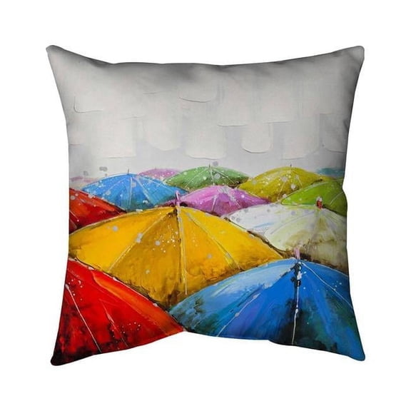 Begin Home Decor 5542-1818-MI2 18 x 18 in. Colorful Umbrellas Under the Rain - Outdoor Throw Pillow Decor
