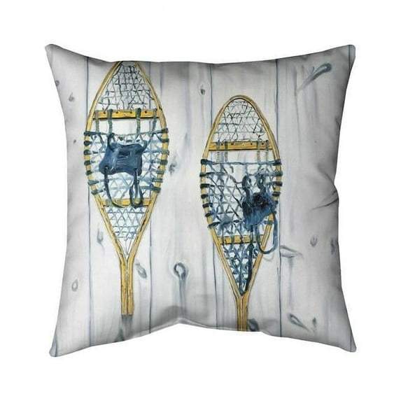 Begin Home Decor 5542-1818-SP39 18 x 18 in. Set of Vintage Wood Snowshoes-Double Sided Print Outdoor Pillow Cover