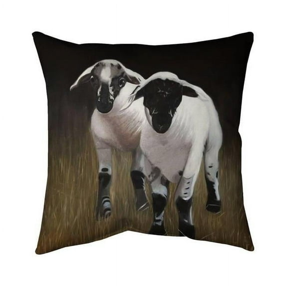 Begin Home Decor 5542-2020-AN508 20 x 20 in. Two Lambs-Double Sided Print Outdoor Pillow Cover