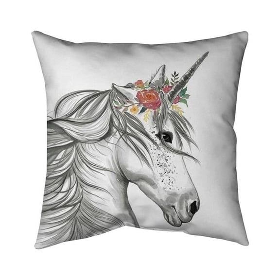 Begin Home Decor 5542-2020-CH12 20 x 20 in. Magic Unicorn White Illustrative Outdoor Throw Pillow