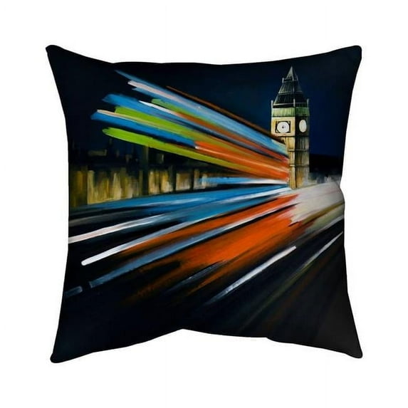 Begin Home Decor 5542-2020-CI278 20 x 20 in. London Bus with Long Exposure-Double Sided Print Outdoor Pillow Cover