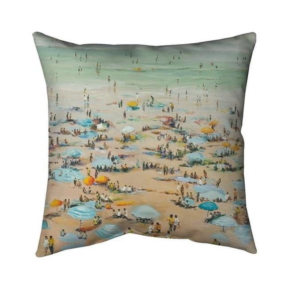 Begin Home Decor 5542-2020-CO37 20 x 20 in. People At the Beach Neo Mint Outdoor Throw Pillow - Home Decor