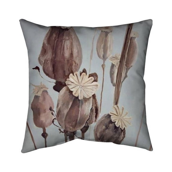 Begin Home Decor 5542-2020-FL283 20 x 20 in. Sepia Poppy Head Flowers-Double Sided Print Outdoor Pillow Cover