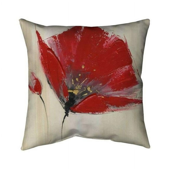Begin Home Decor 5542-2020-FL40 20 x 20 in. Two Red Flowers-Double Sided Print Outdoor Pillow Cover