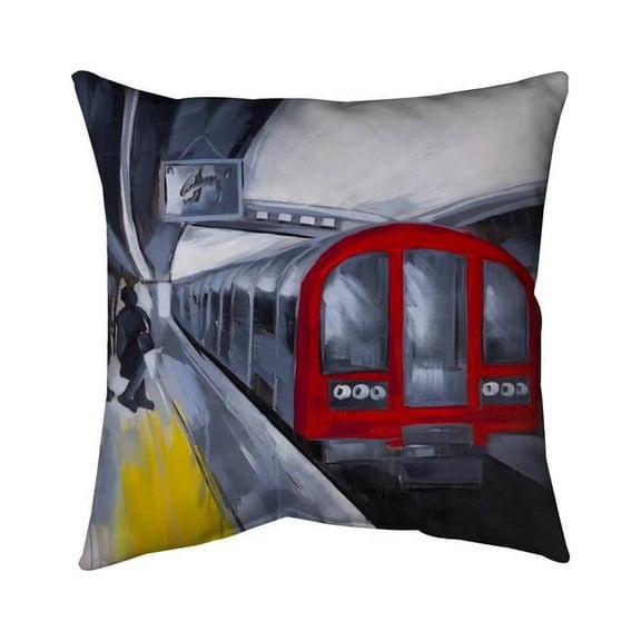 Begin Home Decor 5542-2020-TR27 20 x 20 in. People Waiting Metro - Red Outdoor Throw Pillow for Home Decor