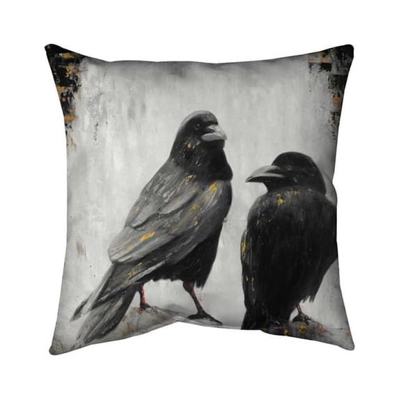 Begin Home Decor 5543-1616-AN293 16 x 16 in. Two Crows Birds-Double Sided Print Indoor Pillow Cover