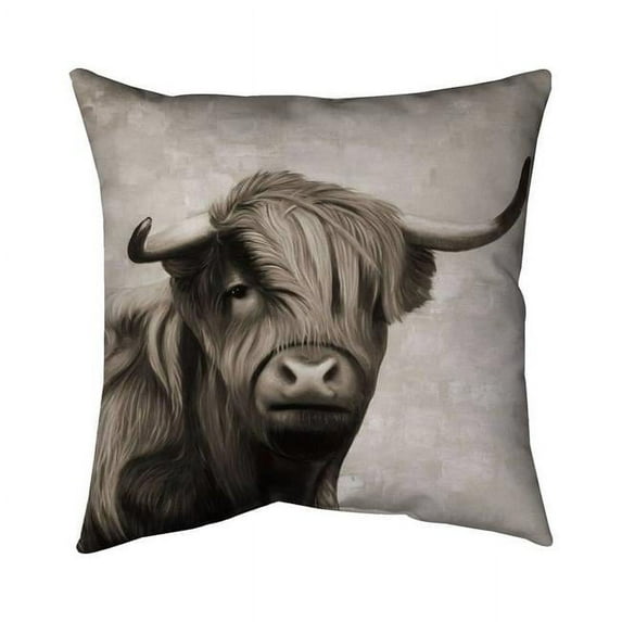 Begin Home Decor 5543-1616-AN315-1 16 x 16 in. Highland Cattle Sepia-Double Sided Print Indoor Pillow Cover