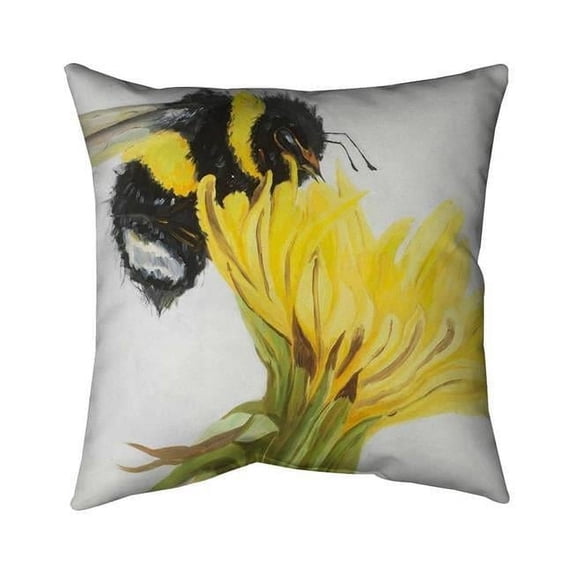 Begin Home Decor 5543-1616-AN330 16 x 16 in. Little Bumblebee on A Dandelion-Double Sided Print Indoor Pillow Cover