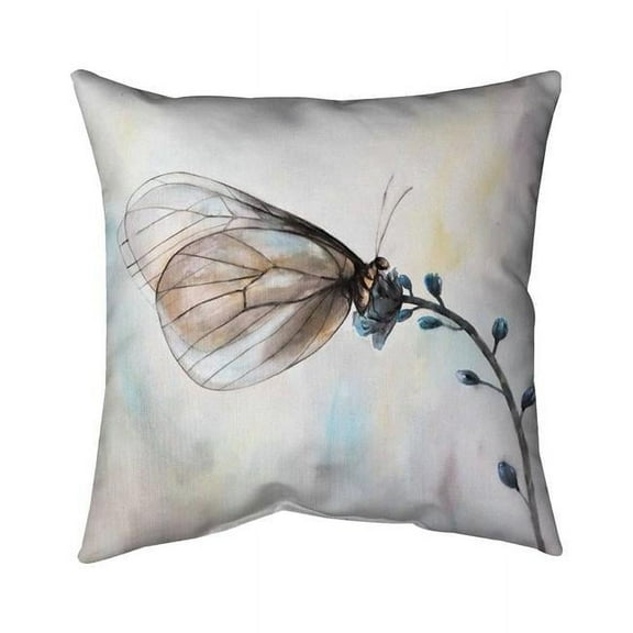 Begin Home Decor 5543-1616-AN345 16 x 16 in. Butterfly on Blue Flowers-Double Sided Print Indoor Pillow Cover