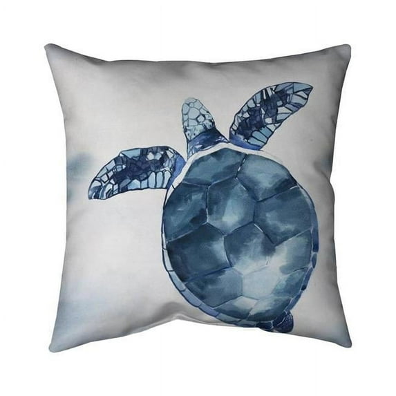 Begin Home Decor 5543-1616-AN392 16 x 16 in. Watercolor Blue Turtle-Double Sided Print Indoor Pillow Cover