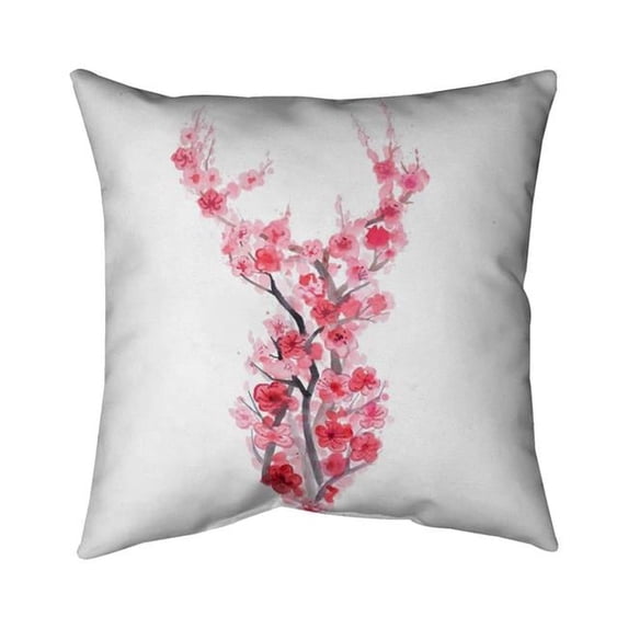 Begin Home Decor 5543-1616-AN398 16 x 16 in. Deer In Cherry Blossoms-Double Sided Print Indoor Pillow Cover