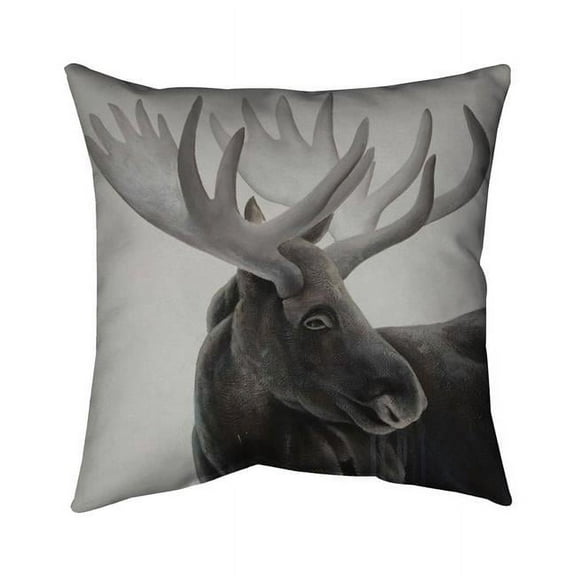 Begin Home Decor 5543-1616-AN438-2 16 x 16 in. Greyscale Moose Profile-Double Sided Print Indoor Pillow Cover