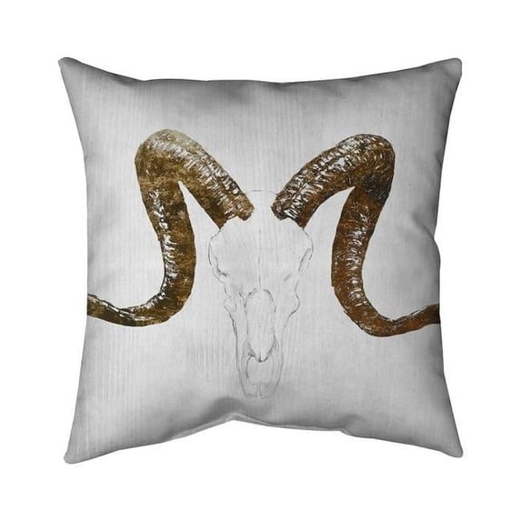 Begin Home Decor 5543-1616-AN68 16 x 16 in. Aeries Skull with Brown Horns-Double Sided Print Indoor Pillow Cover