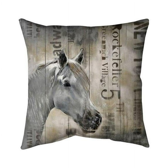Begin Home Decor 5543-1616-AN9 16 x 16 in. Rustic White Horse-Double Sided Print Indoor Pillow Cover