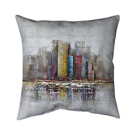 Begin Home Decor 5543-1616-CI40 16 x 16 in. Buildings with Typography In Relief-Double Sided Print Indoor Pillow Cover