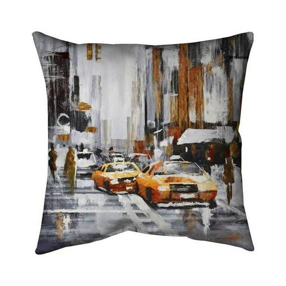 Begin Home Decor 5543-1616-CI6 16 x 16 in. Abstract Citystreet with Yellow Taxis-Double Sided Print Indoor Pillow Cover