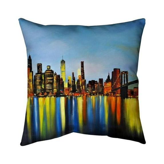 Begin Home Decor 5543-1616-CI66 16 x 16 in. City by Night with A Bridge-Double Sided Print Indoor Pillow Cover