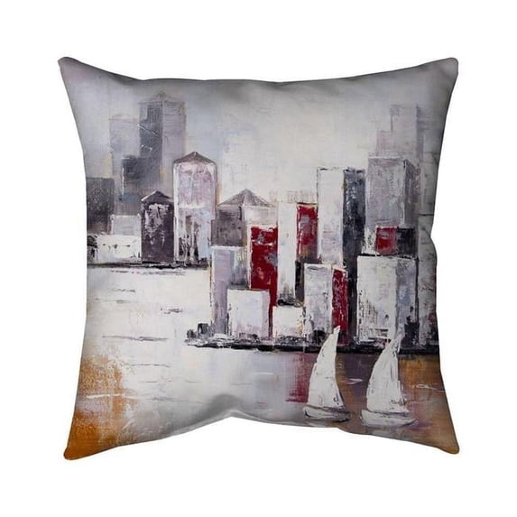 Begin Home Decor 5543-1616-CO11 16 x 16 in. Sailboats & Urban City-Double Sided Print Indoor Pillow Cover