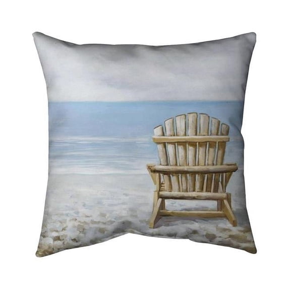 Begin Home Decor 5543-1616-CO26 16 x 16 in. Wood Beach Chair-Double Sided Print Indoor Pillow Cover