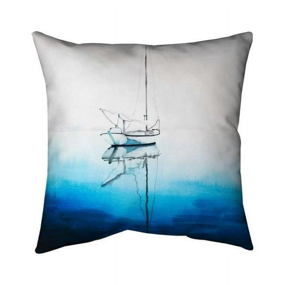 Begin Home Decor 5543-1616-CO99 16 x 16 in. White Boat on A Deep Blue Water-Double Sided Print Indoor Pillow Cover