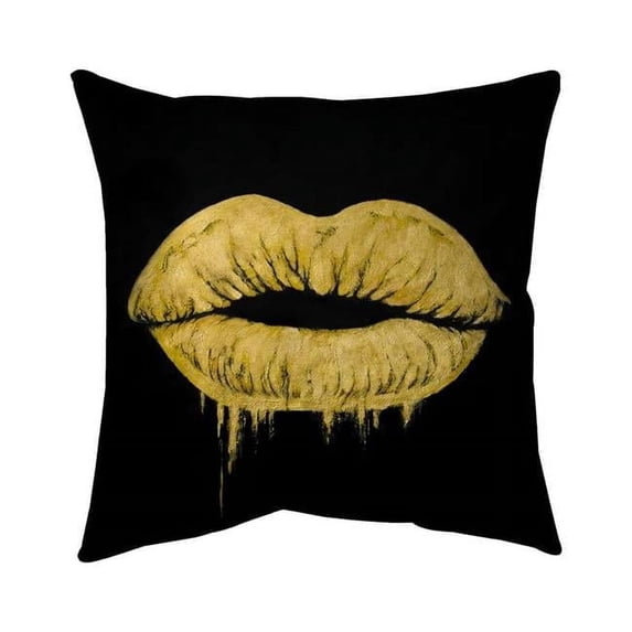 Begin Home Decor 5543-1616-FI89 16 x 16 in. Golden Lips-Double Sided Print Indoor Pillow Cover