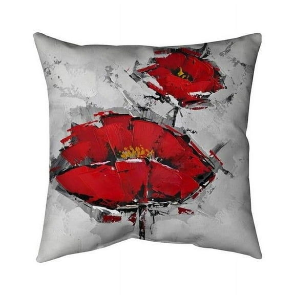 Begin Home Decor 5543-1616-FL13 16 x 16 in. Texturized Red Poppies-Double Sided Print Indoor Pillow Cover