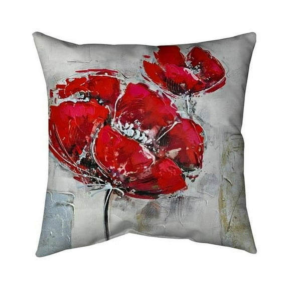 Begin Home Decor 5543-1616-FL14 16 x 16 in. Abstract & Texturized Red Flowers-Double Sided Print Indoor Pillow Cover