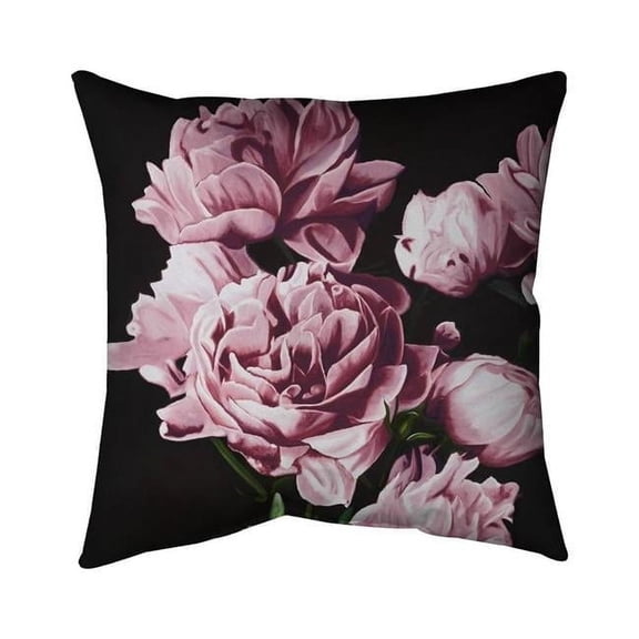 Begin Home Decor 5543-1616-FL355-1 16 x 16 in. Pink Peonies-Double Sided Print Indoor Pillow Cover