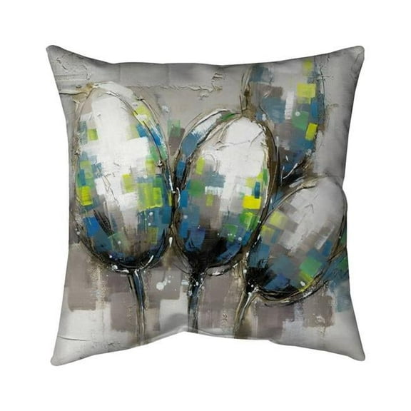 Begin Home Decor 5543-1616-FL71 16 x 16 in. Abstract Blue Tulips-Double Sided Print Indoor Pillow Cover