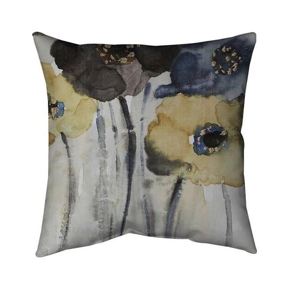 Begin Home Decor 5543-1616-FL97 16 x 16 in. Grey, Blue & Yellow Flowers-Double Sided Print Indoor Pillow Cover