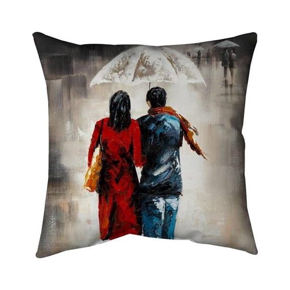 Begin Home Decor 5543-1616-ST27 16 x 16 in. Quiet Walk in Rain Pillow - Romantic Bedroom Decor