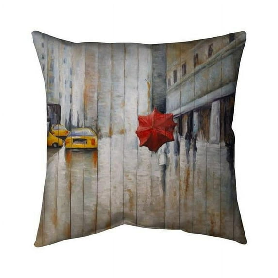 Begin Home Decor 5543-1616-ST28 16 x 16 in. Red Umbrella in the Street-Double Sided Print Indoor Pillow Cover
