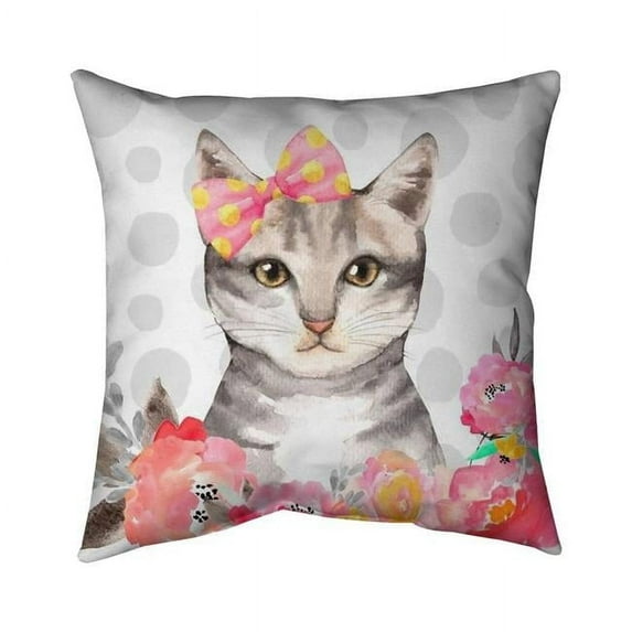 Begin Home Decor 5543-1818-CH4-3 18 x 18 in. Charming Cat-Double Sided Print Indoor Pillow Cover