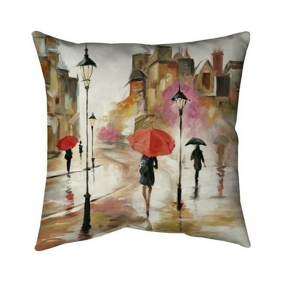 Begin Home Decor 5543-1818-CI2 18 x 18 in. Passersby Under Their Umbrellas-Double Sided Print Indoor Pillow Cover