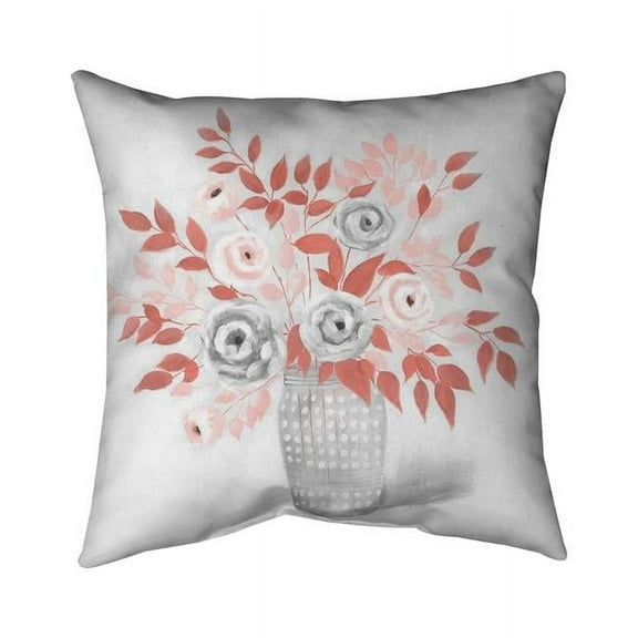 Begin Home Decor 5543-1818-FL119-1 18 x 18 in. Coral Flower Illustration-Double Sided Print Indoor Pillow Cover