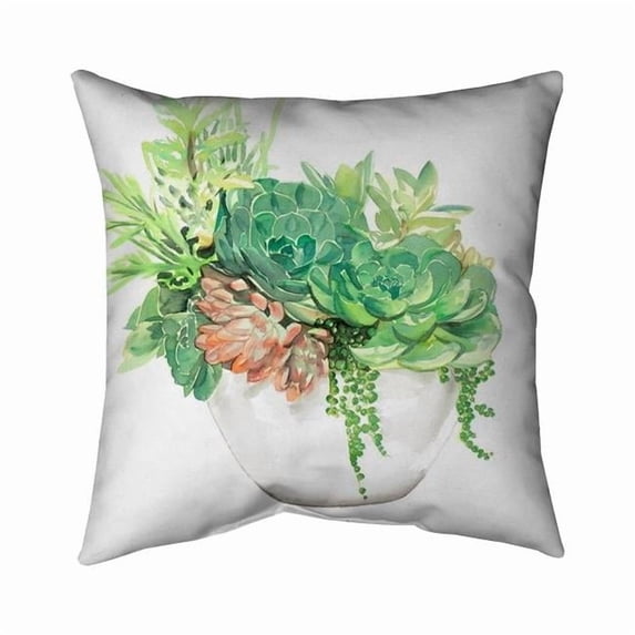 Begin Home Decor 5543-1818-FL266 18 x 18 in. Succulent Assortment In A Pot-Double Sided Print Indoor Pillow Cover