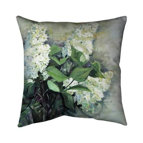 Begin Home Decor 5543-1818-FL366 18 x 18 in. White Lilacs-Double Sided Print Indoor Pillow Cover