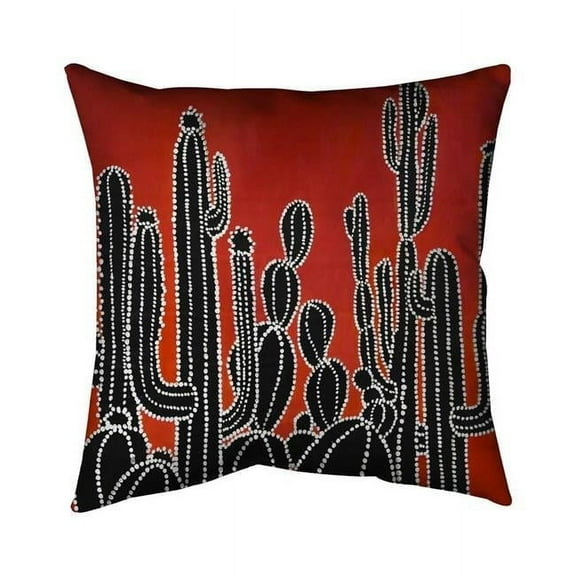 Begin Home Decor 5543-1818-FL369 18 x 18 in. Black Tall Cactus-Double Sided Print Indoor Pillow Cover