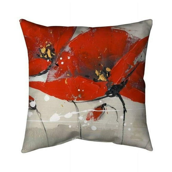 Begin Home Decor 5543-1818-FL51 18 x 18 in. Red Flowers with An Handwritten Typo-Double Sided Print Indoor Pillow Cover