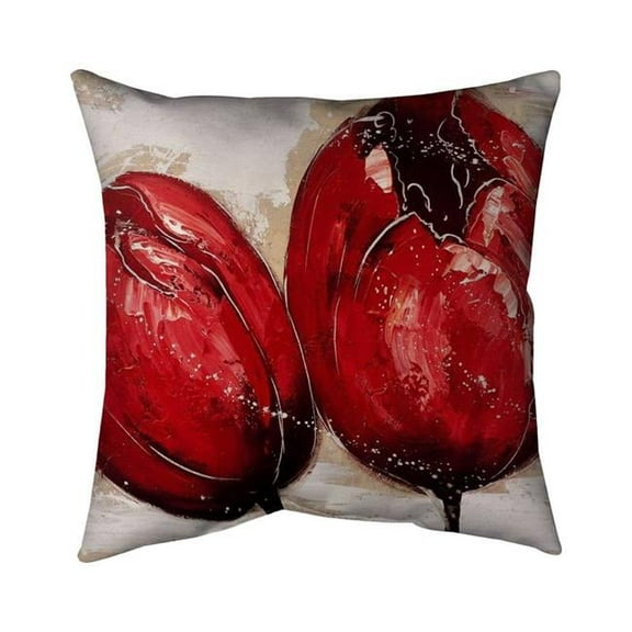 Begin Home Decor 5543-1818-FL87 18 x 18 in. Two Red Tulips-Double Sided Print Indoor Pillow Cover