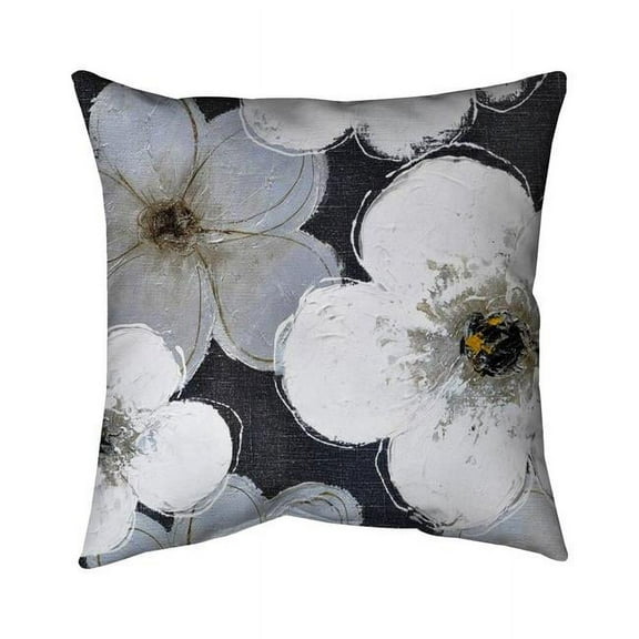 Begin Home Decor 5543-1818-FL9 18 x 18 in. Grey Flowers-Double Sided Print Indoor Pillow Cover