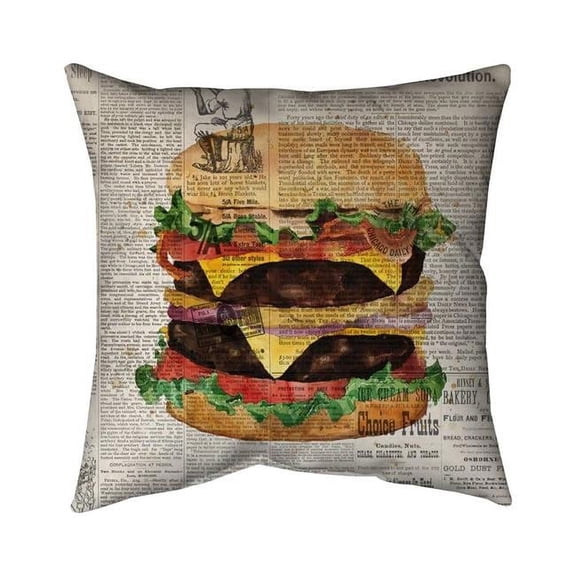 Begin Home Decor 5543-1818-GA79-1 18 x 18 in. Vintage Style All Dressed Double Cheeseburger-Double Sided Print Indoor Pillow Cover
